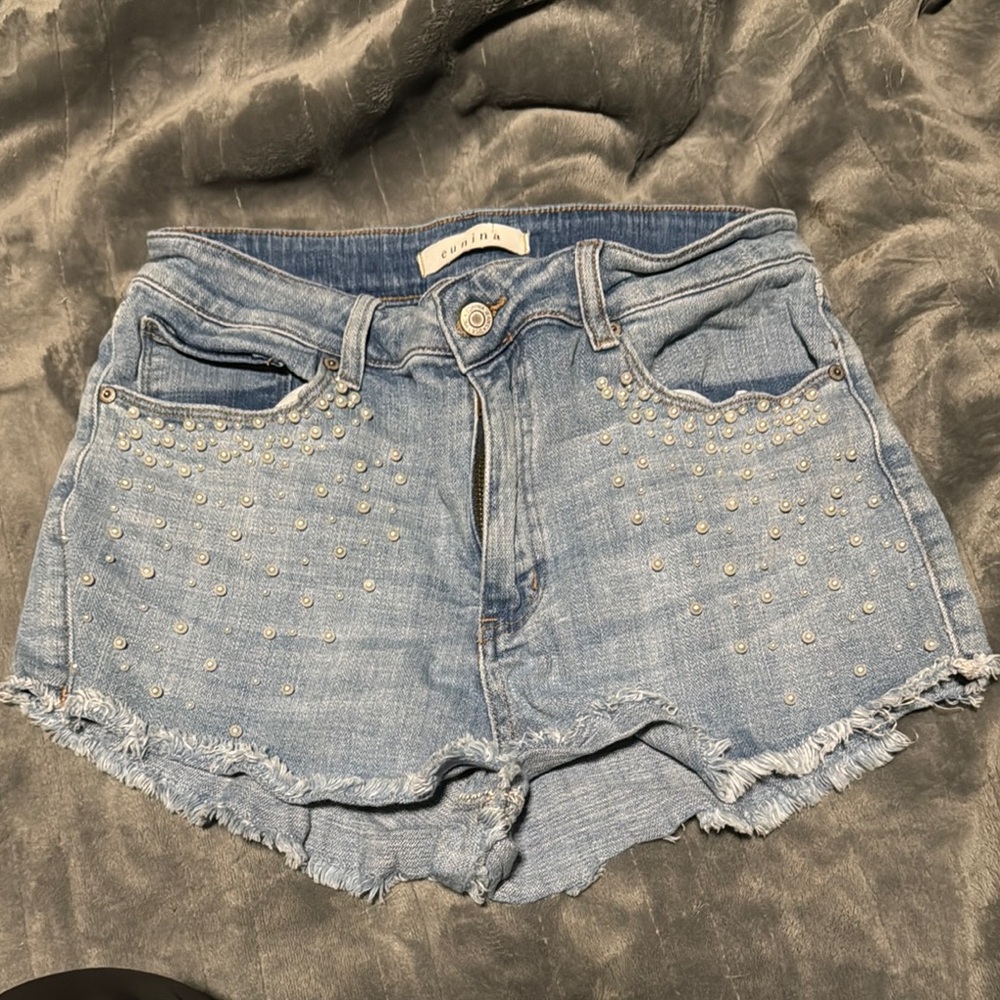 Eunina Blue Jean Shorts Distressed Cut-Off